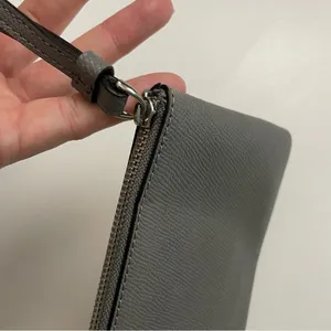 Coach Wristlet Wallet Pouch Corner Zip Credit Card Phone Travel Leather Grey thumbnail 5