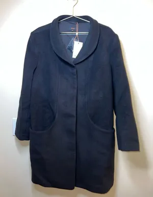 Quince Wool Cashmere Cocoon Coat Black XL NWT Minimalist Mid Length‎ Jacket thumbnail 1