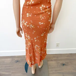 [Nikki Erin] Orange Floral Print Cap Sleeve Peasant Midi Slip Dress Size Large L thumbnail 9