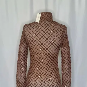 NWT!! Anthropologie PILCRO Turtleneck Sequin Top Shirt Bronze Party Glam X-Small thumbnail 10
