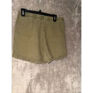 Uniqlo Green High Rise linen blend Pull On shorts Waist 28-29” #774 thumbnail 3