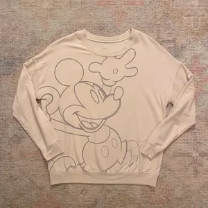 Disney Mickey Mouse Womens Crewneck Sweatshirt in Neutral Tones thumbnail 2