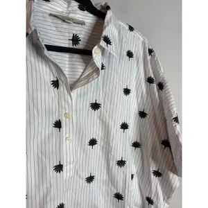 Loft patterned oversized boxy collared shirt thumbnail 7