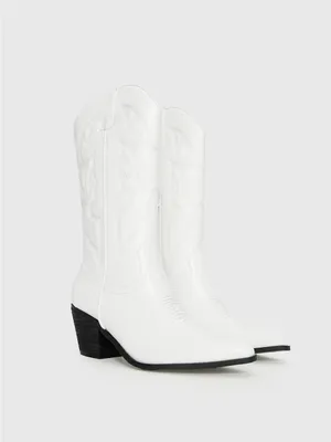 $85 Therapy Clayton Cowboy Boots White 9 thumbnail 7