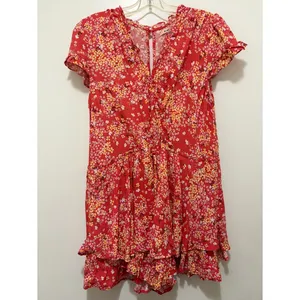 Francesca's Mi Ami Dedra Floral Tiered‎ Ruffled Romper Large NWT Pink thumbnail 3