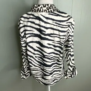 Painted Pony Black White Zebra Print Leopard Cuffs Button Up Stylish Jacket S thumbnail 11