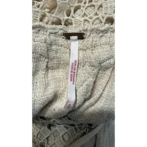 Free People Crochet Lace Cotton Maxi Dress Beige Tan Side Button Size S 4667 thumbnail 3