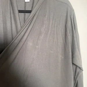 Athleta Draped Open-Front Cardigan - Charcoal Gray Large thumbnail 4