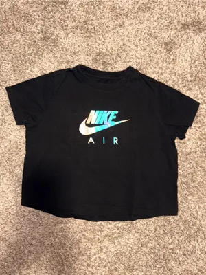 Nike Black Crop Top with Iridescent Logo thumbnail 2