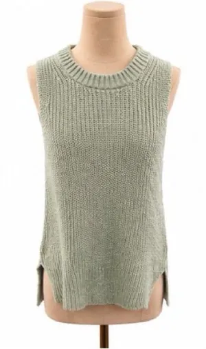 Madewell Sage Green Chunky Knit Sweater Tank Sleeveless Cotton Blend Women’s thumbnail 1