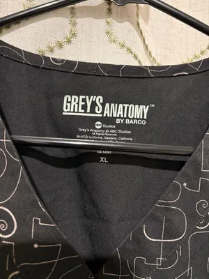Grey's Anatomy Black Scrub Top V-Neck XL thumbnail 2