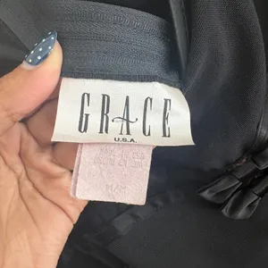 Vintage Grace USA Black Bodycon Mini Dress Satin Ribbon Bow Accent‎ M thumbnail 6