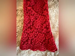 Forenza Red Lace Mock Neck Long Sleeve Top Scallop Hem Top Size Small 90’s Y2K thumbnail 9