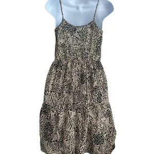Vero Moda Women Safari‎ Animal Print Singlet Dress XS Tan Tiered Boho Summer thumbnail 2