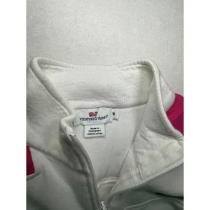 Vineyard Vines Womens Medium White Pink Colorblock Quarter Zip thumbnail 3