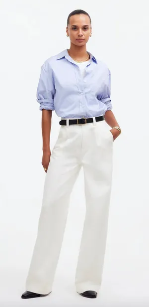 Madewell The Harlow Wide Leg Jean Airy Denim Baggy White High Waist US 33 NWT thumbnail 1