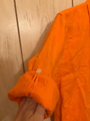 bright orange Lauren Ralph Lauren linen button-down shirt thumbnail 3
