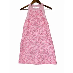 Hutch Anthropologie Pink White Embroidered Halter Mini Shift Dress Small thumbnail 5