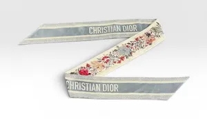 Christian Dior Toile de Jouy‎ Floral Silk Mitzah Scarf Beige Multicolor thumbnail 1