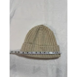 G. Label by goop Classic Hat Ivory Wool Cashmere Ribbed Beanie One Size thumbnail 6