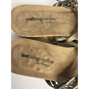 Walking Cradles Wedge‎ Sandals Womens 9W Metallic Gold Silver Bronze Strappy thumbnail 4