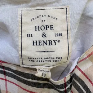 Hope & Henry Plaid Midi Dress 10 Tan‎ Organic Cotton Belted V-Neck A Line thumbnail 6