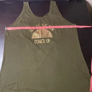 OP Olive Tank Top with Gold Sun Graphic thumbnail 3