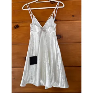 NWT Lulus Happily Yours Ivory Satin Skater Mini Dress Party Cocktail LWD Size S thumbnail 5