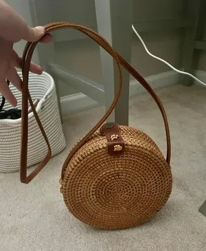 TJ Maxx Tan Round Woven Purse thumbnail 1