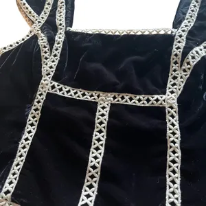 Free People Tyler Velvet Corset Top Black Lace Trim Corset Top Sz Large NWT thumbnail 2