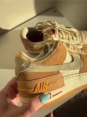 Nike Air Force 1’s Low-Top Sneakers in Cream tan and Orange thumbnail 4