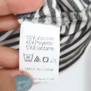 Unbranded Top Womens S Striped Scoop Neck Gray White Ribbed Cropped Excellent thumbnail 3