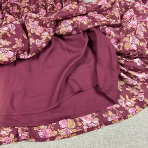 Free People Dress Womens Small Purple Floral Smocked Fit Flare Mini Long Sleeve‎ thumbnail 9