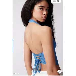 Urban Outfitters Out From Under‎ Hot Stuff Denim Halter Corset Top Blue Sz S thumbnail 4