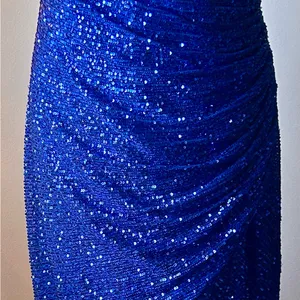 LA FEMME Curve Blue Sequin Formal Thigh‎ Slit Open Back Dress Sz 16 Homecoming thumbnail 15