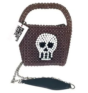 Kendra Dandy NWT Bouffants & Broken Hearts TikTok Viral Beaded Skull Purse thumbnail 1