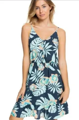 Roxy‎ hibiscus beach floral dress xs thumbnail 1