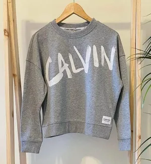 Calvin Klein Heather Gray Logo Sweater thumbnail 1