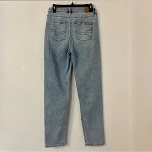 American Eagle Stretch Mom Straight Jeans Blue Denim Size 4 Long thumbnail 3