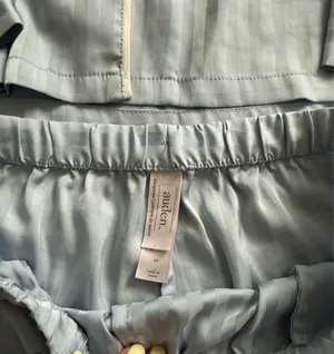 Auden Light Blue Striped Satin Pajama Top thumbnail 4