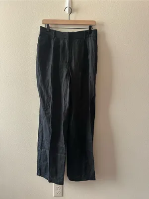 Quince 100% European Linen Pleated Trouser black size 10 thumbnail 10