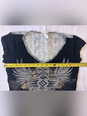 Angels & Diamonds Black Short-Sleeve V-Neck Top with Winged Cross thumbnail 5