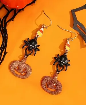 Halloween Decoration Pumpkin Dark‎ Spider Design Dangle Earrings Zinc Alloy Faux thumbnail 1
