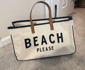 Canvas Beach Tote Tan thumbnail 1