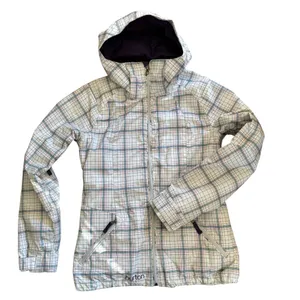 Burton DryRide Snowboard Ski Jacket Parka White Red Blue Plaid Pattern Sz S thumbnail 1