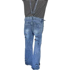 Womens Hot Topic Grommet Steampunk Grunge Buckle Denim Jean Overalls - Sz 11 thumbnail 6