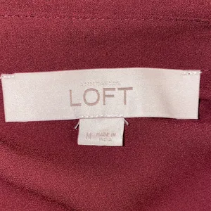 LOFT Burgundy Ruffle Peplum Hem Long-Sleeve Blouse Size Medium thumbnail 6