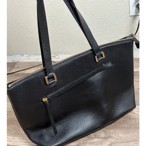 Nordstrom Black Leather Shoulder Bag Classic Neutral Minimalist Top Handle Purse thumbnail 1