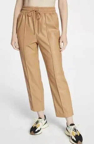 NWT Calia Journey Pants Size XL Tan Vegan Leather High Rise Straight Leg Pull On thumbnail 1