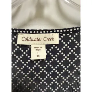Coldwater Creek Black White Geometric Tiered Blouse Women's Large 14 Layered Top thumbnail 4